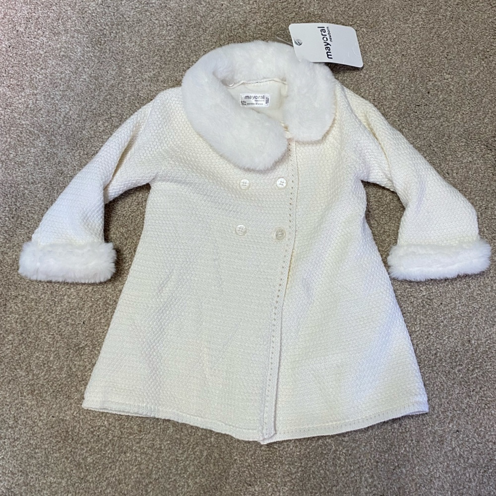 Mayoral White Faux Fur Coat